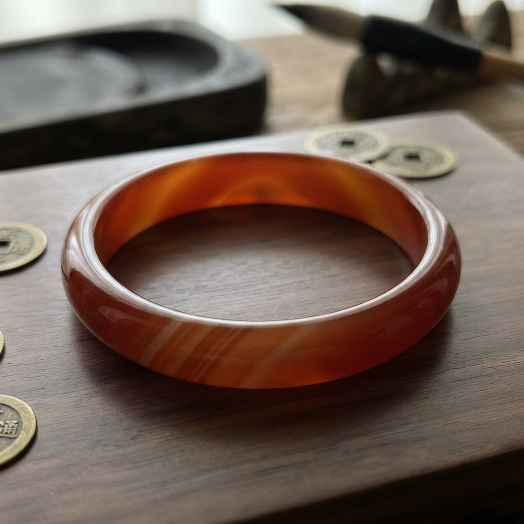 Carnelian Bangle Bracelet - Energy, Confidence S-XL wrist