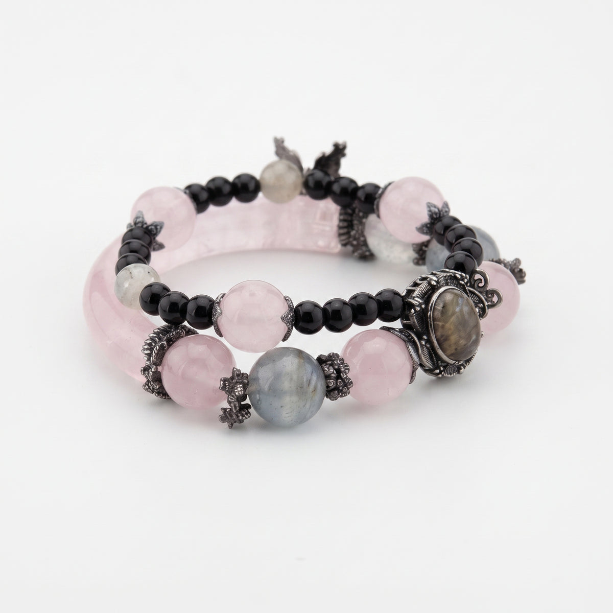 Rose Quartz & Labradorite Double-Strand Bracelet