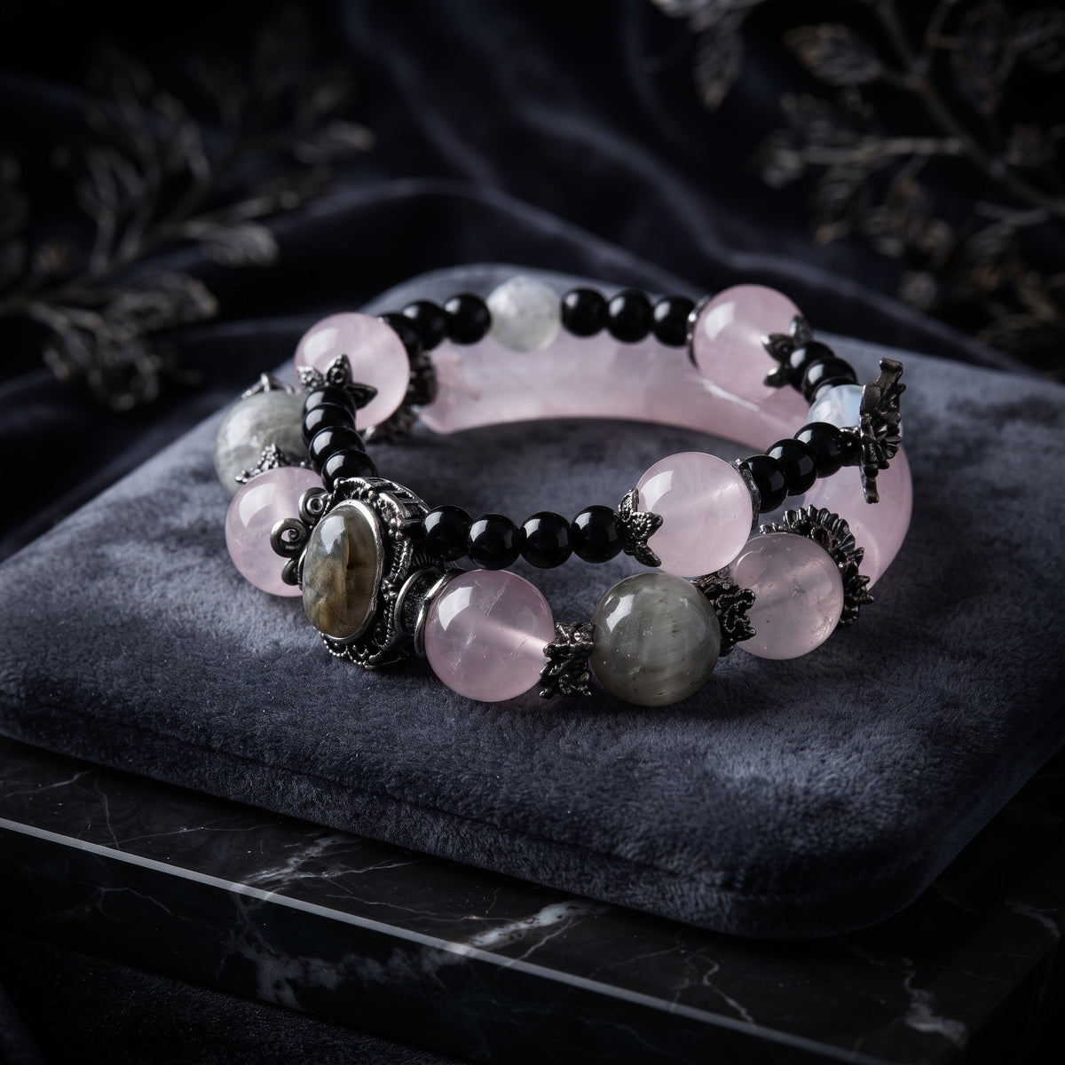 Rose Quartz & Labradorite Double-Strand Bracelet
