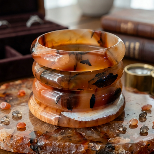 Natural Agate Bangle | Small Size Wrist | Soluna Gems™