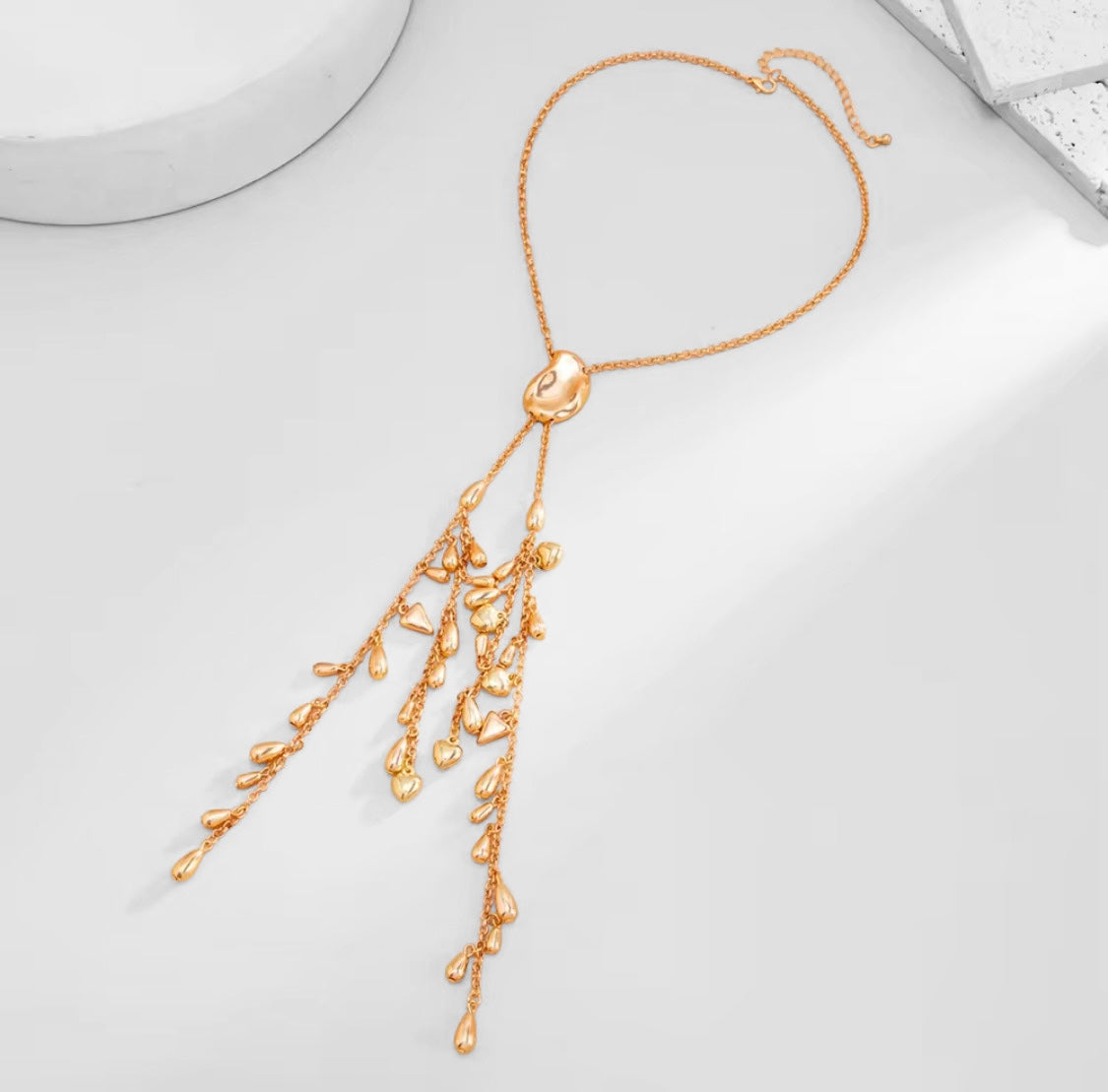 Golden Cascade Tassel Necklace