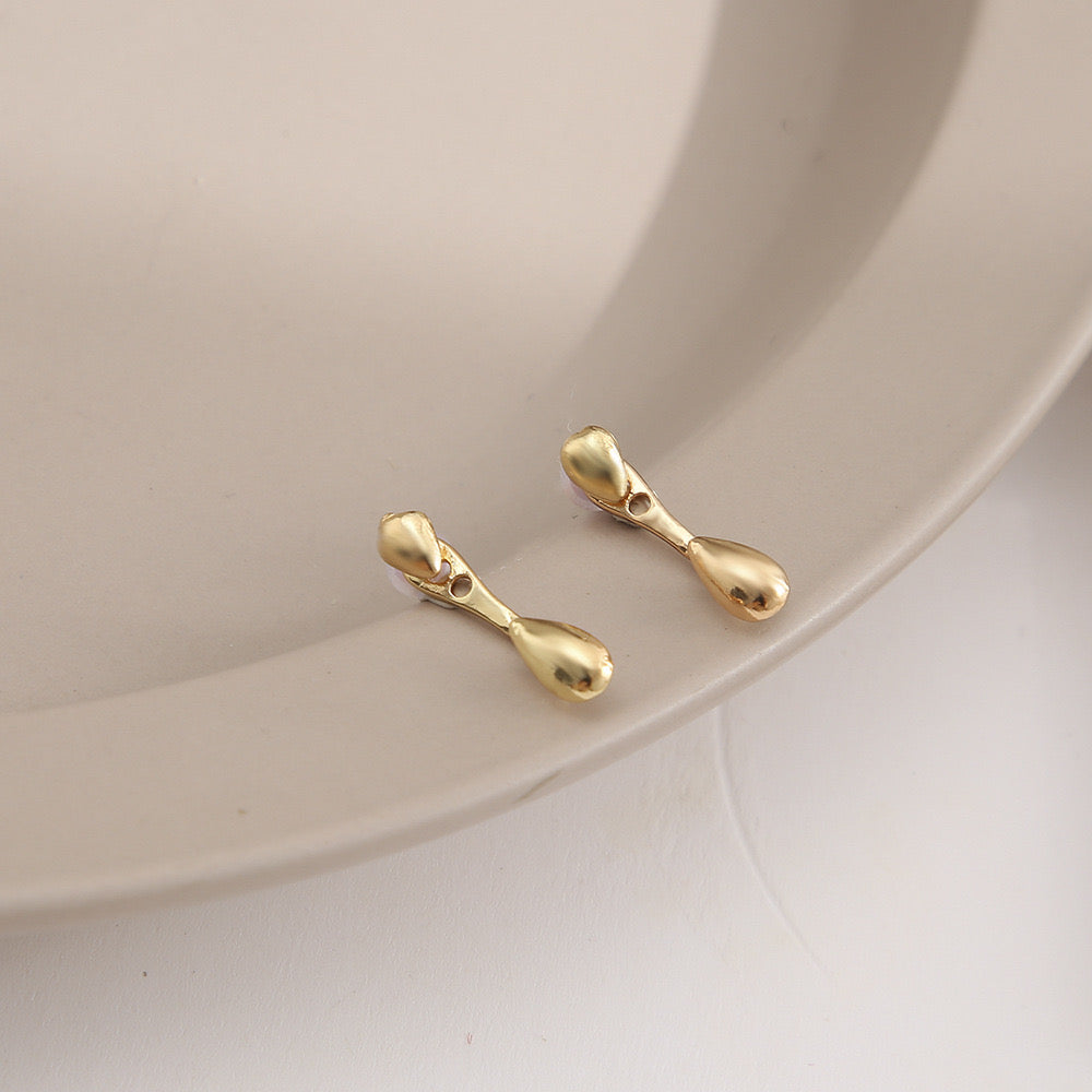 Double Teardrop Drop Earrings – Gold & Silver