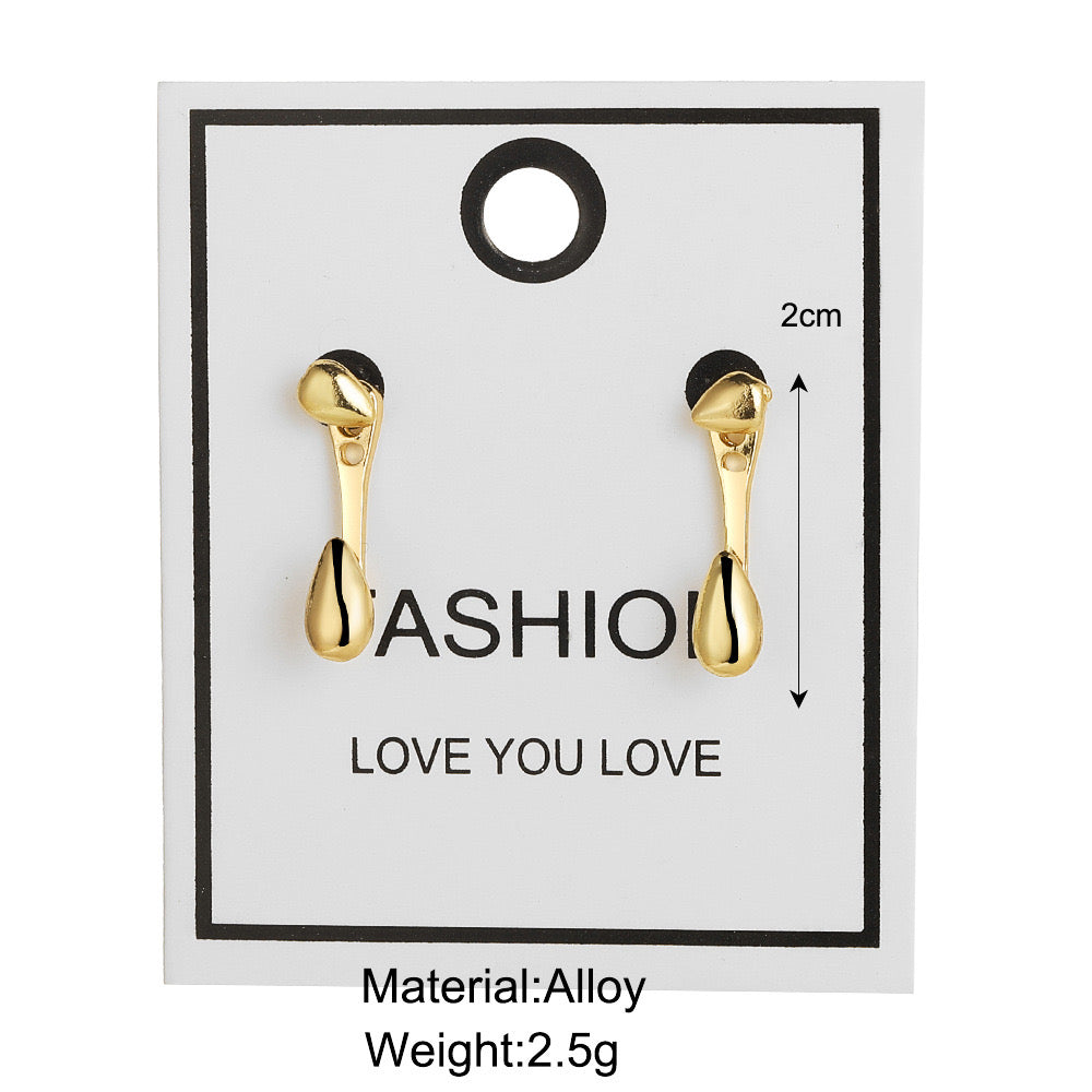 Double Teardrop Drop Earrings – Gold & Silver
