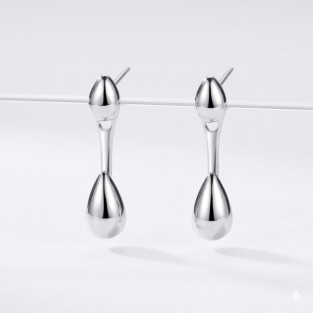 Double Teardrop Drop Earrings – Gold & Silver