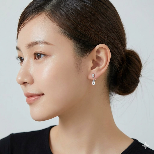 Double Teardrop Drop Earrings – Gold & Silver
