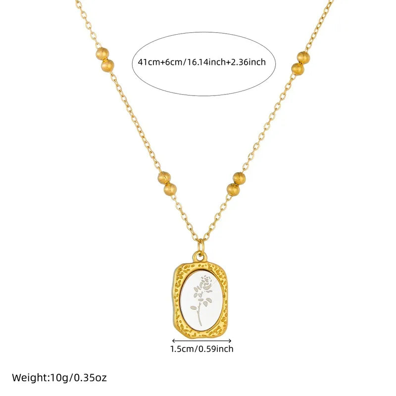 Rose Pendant Necklace | Mother of Pearl & Gold