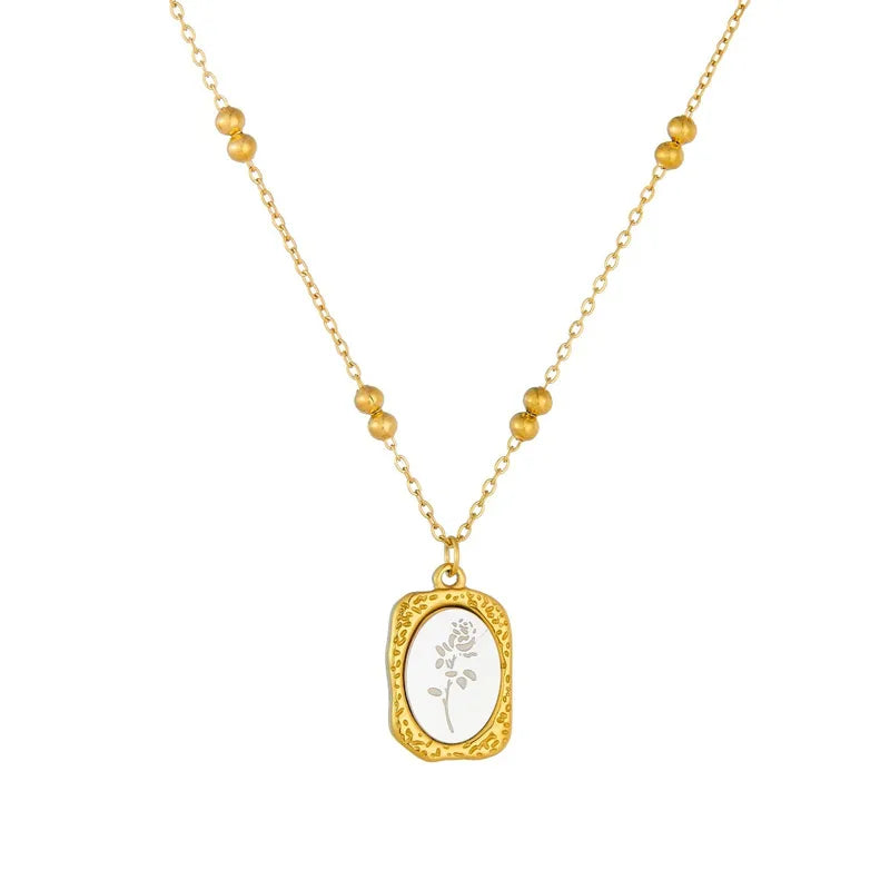 Rose Pendant Necklace | Mother of Pearl & Gold