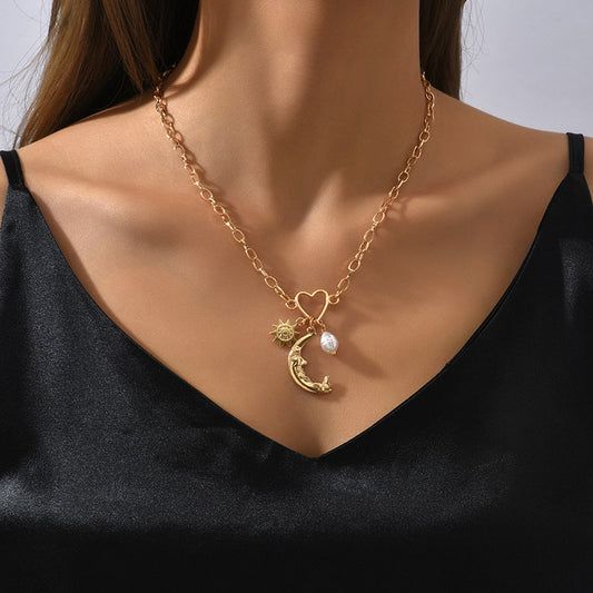 Celestial Sun & Moon Charm Necklace