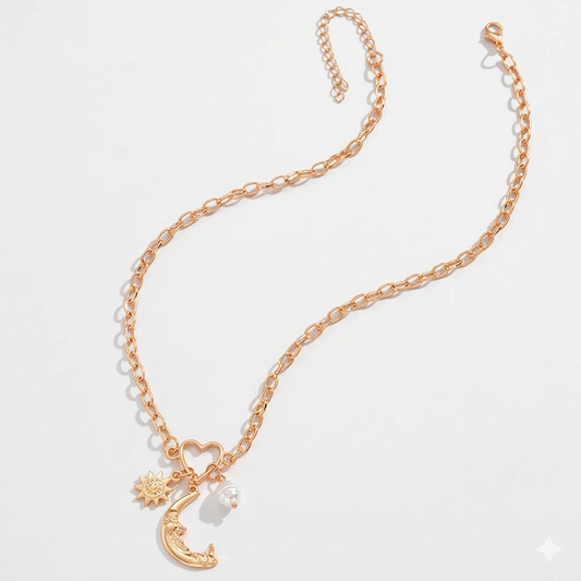 Celestial Sun & Moon Charm Necklace