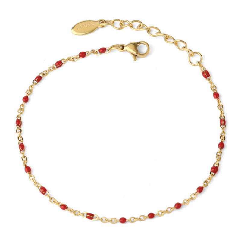 Gold Enamel Bead Chain Bracelet