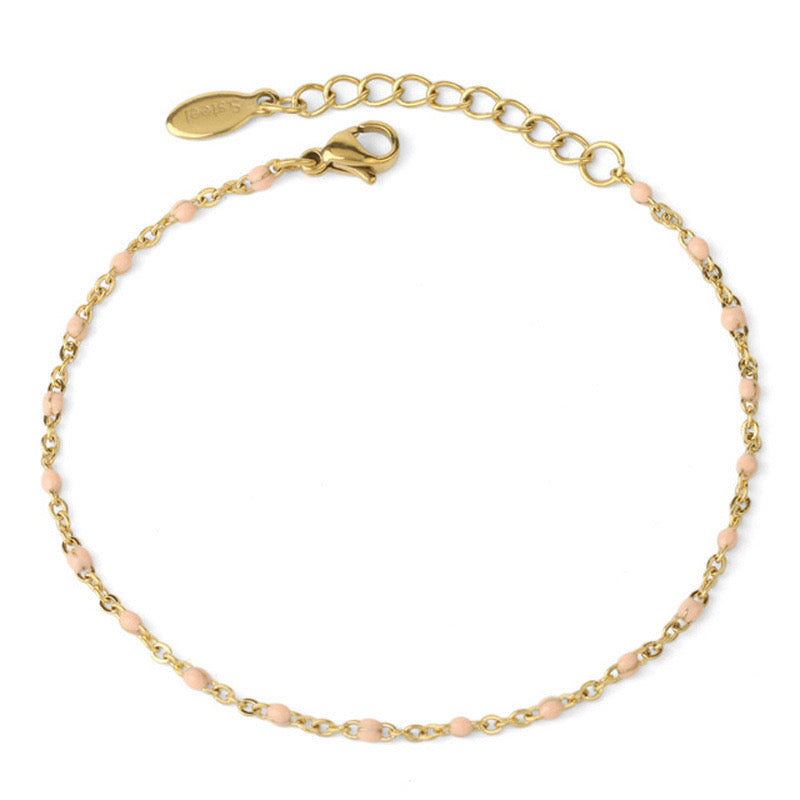 Gold Enamel Bead Chain Bracelet