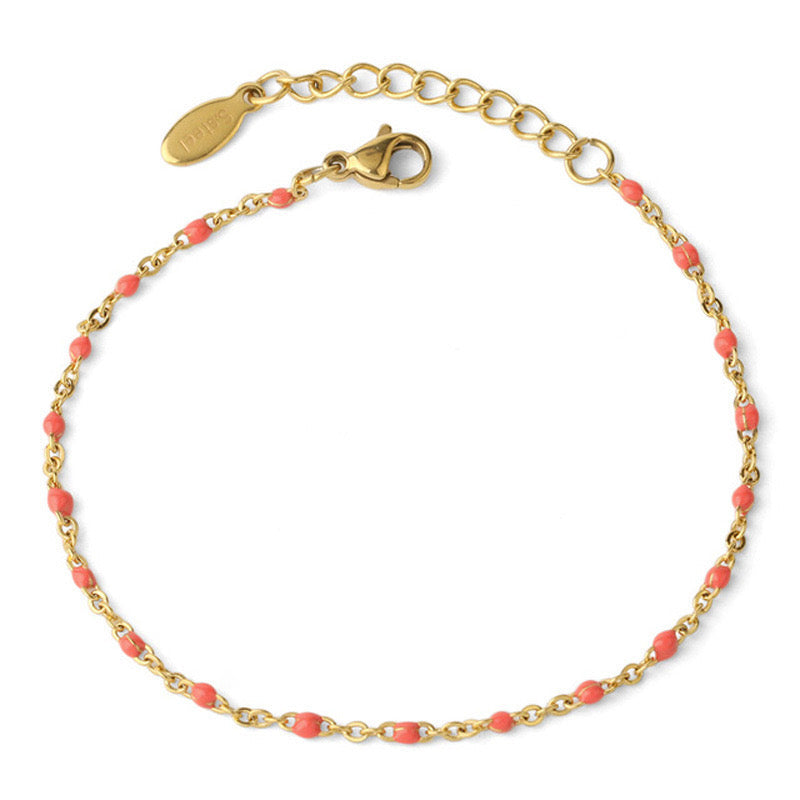Gold Enamel Bead Chain Bracelet