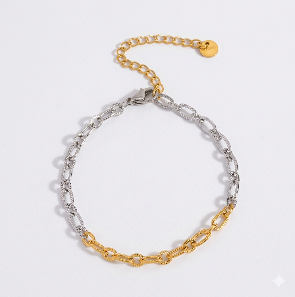 Two-Tone Chain Link Bracelet