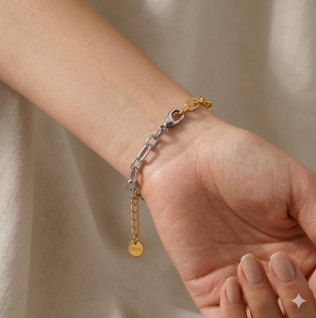 Two-Tone Chain Link Bracelet