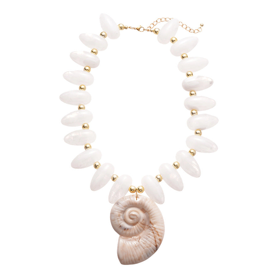 Coastal Spiral Shell Pendant Necklace
