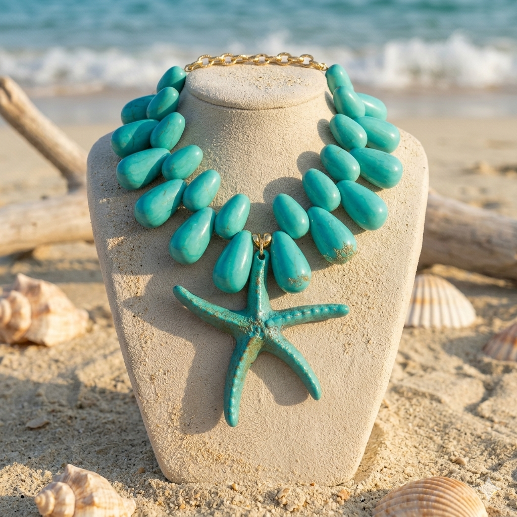 Turquoise Starfish Statement Necklace