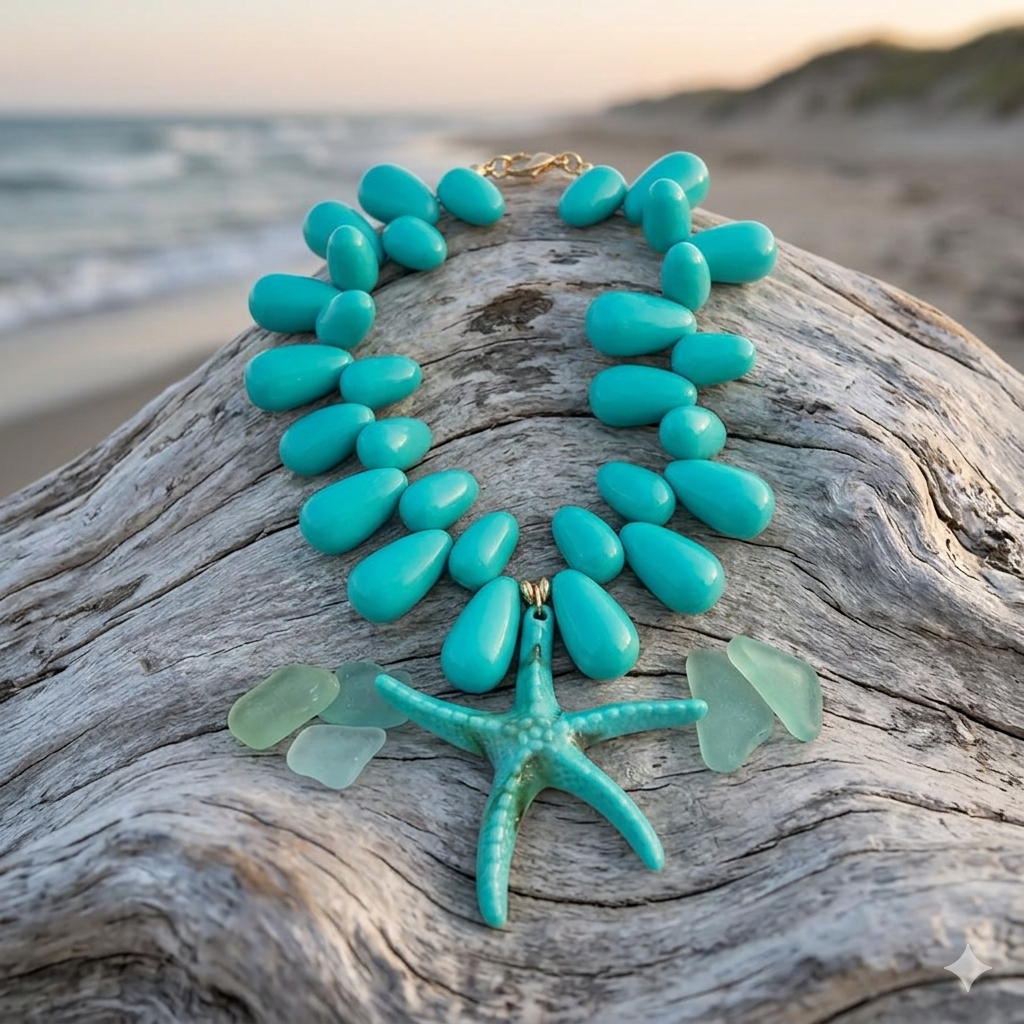 Turquoise Starfish Statement Necklace