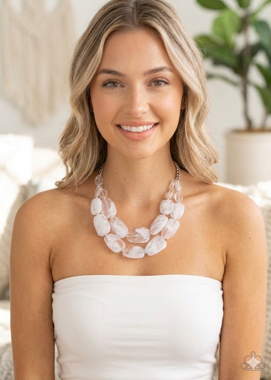Crystal Clear Double-Layer Acrylic Statement Necklace