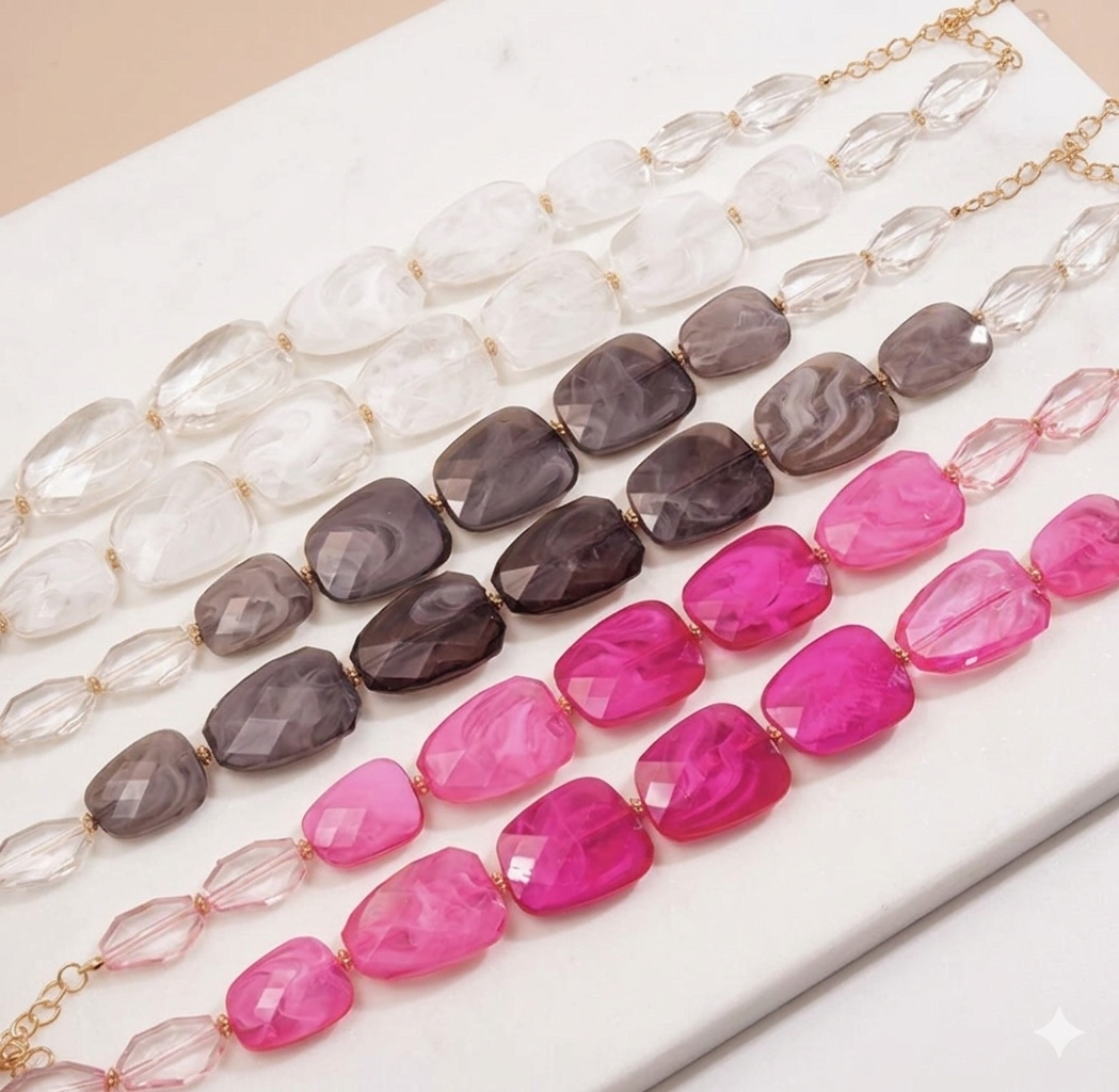 Crystal Clear Double-Layer Acrylic Statement Necklace