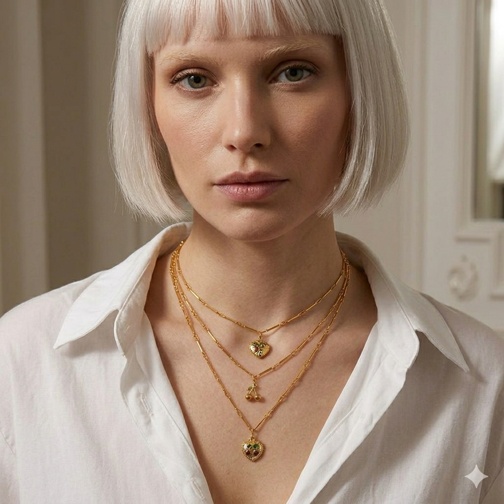 Gold Layered Charm Necklace Set