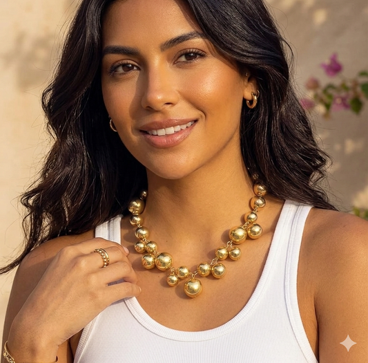 Gold Ball Statement Necklace