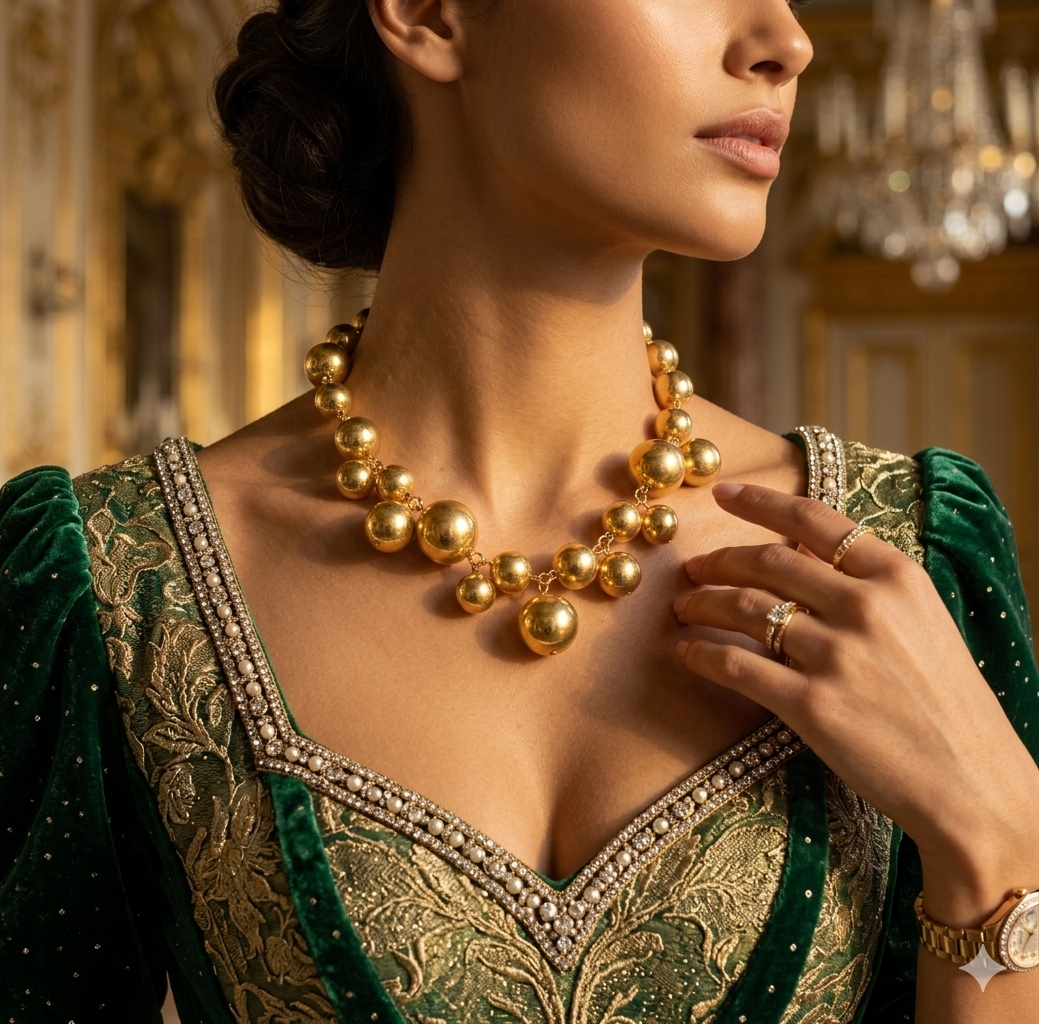Gold Ball Statement Necklace