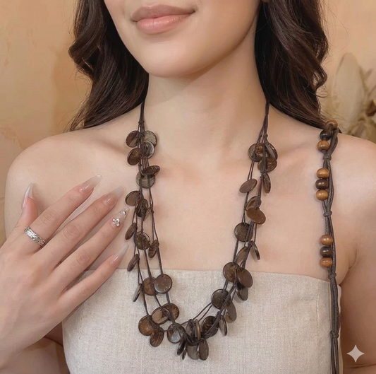 Coconut Shell Cascade Necklace