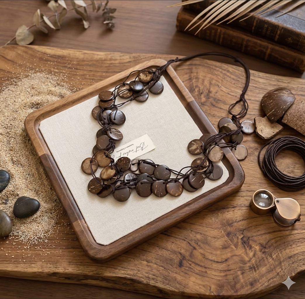 Coconut Shell Cascade Necklace