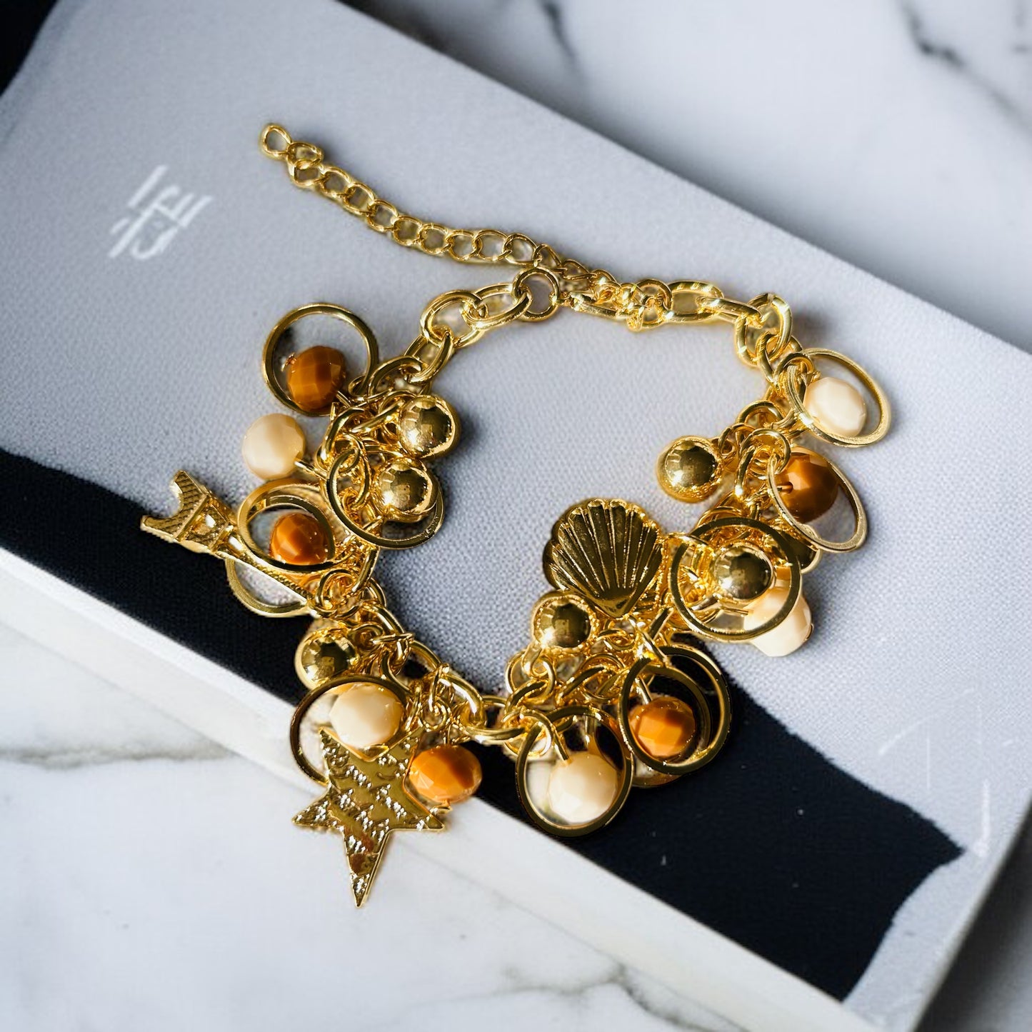 Luxury Gold Tone Ocean Charm Bracelet