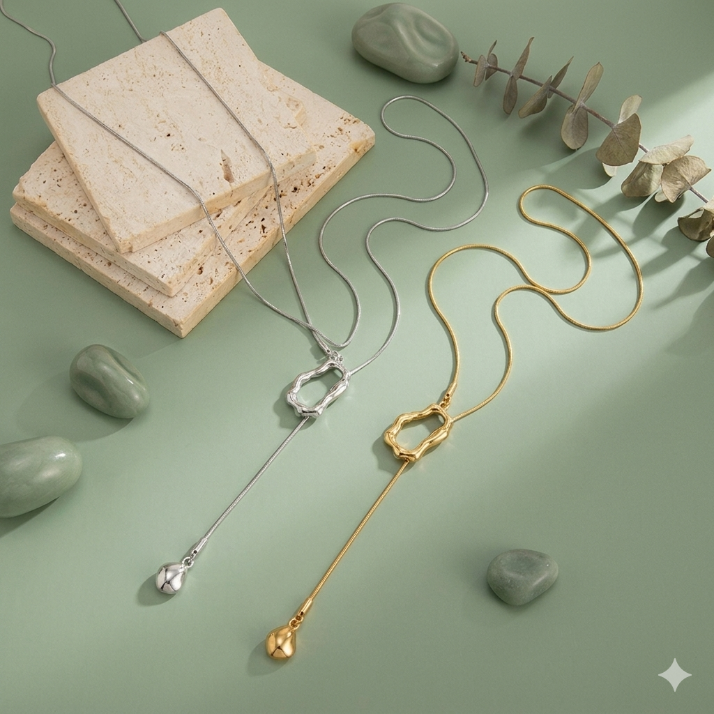 Molten Frame Lariat Necklace