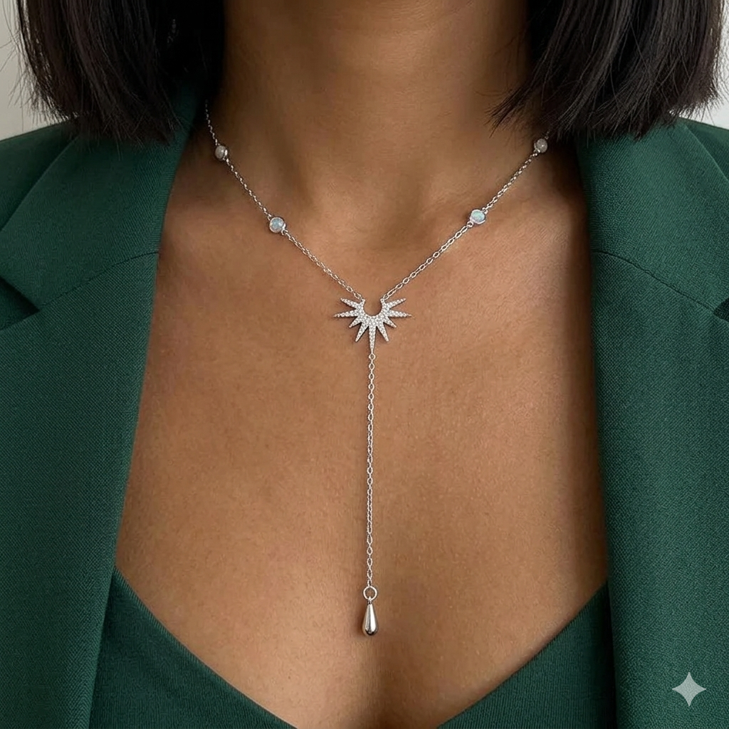 Celestial Starburst Lariat Necklace