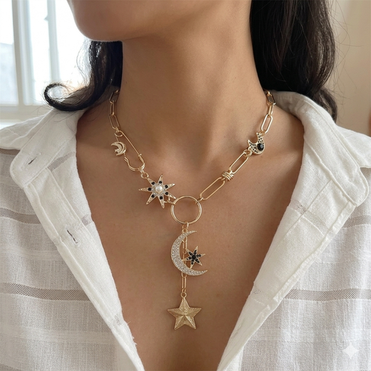 Celestial Moon & Star Charm Necklace