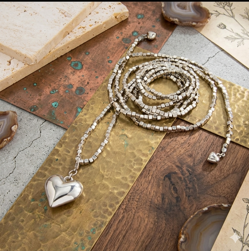 Puffy Heart Wrap Necklace