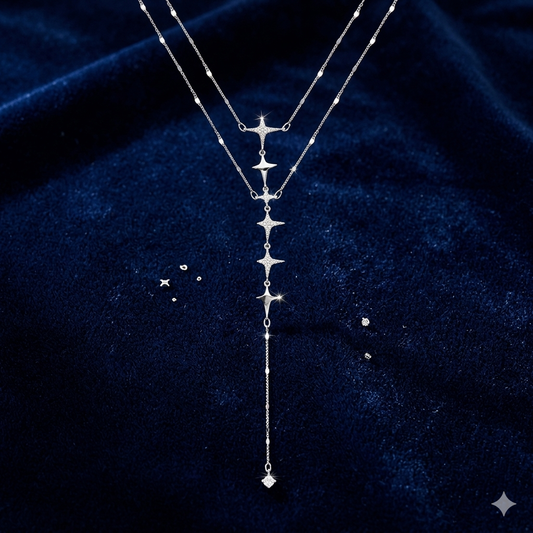 Seven Star Celestial Star Lariat Layered Necklace