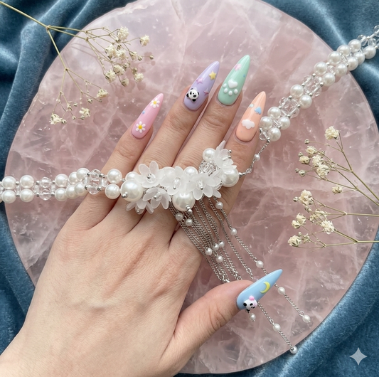 Pearl Floral Tassel Choker Necklace