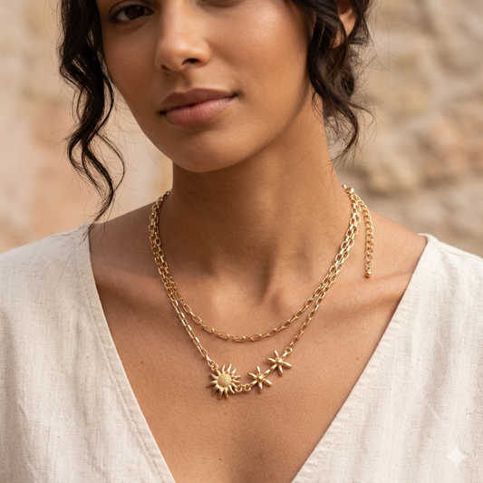 Soluna Sun & Star Layered Gold Necklace