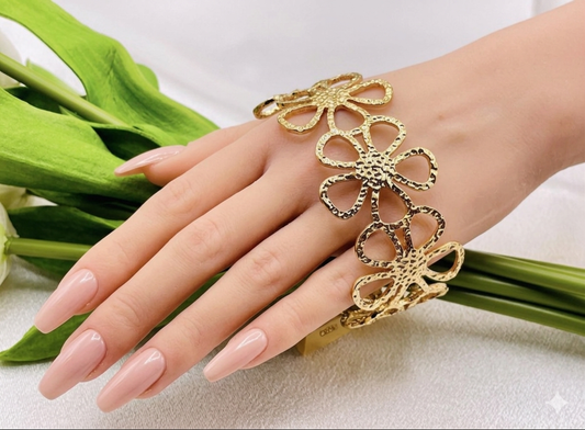 Gold Daisy Flower Cuff Bracelet