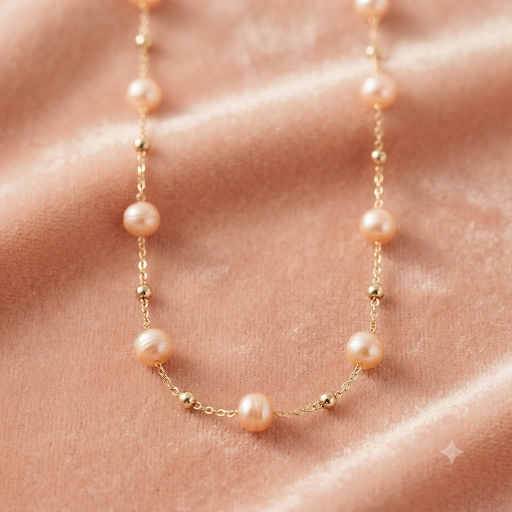 Pink Freshwater Pearl Station Necklace