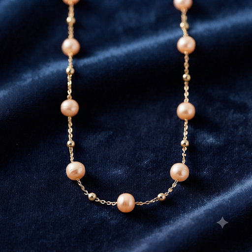 Pink Freshwater Pearl Station Necklace