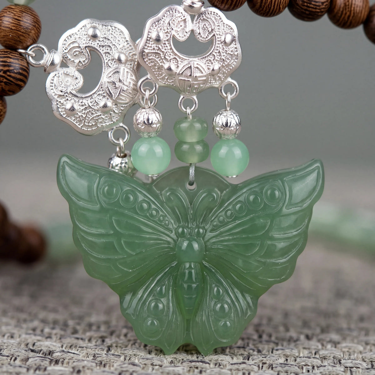 Green Aventurine Butterfly Necklace Handmade