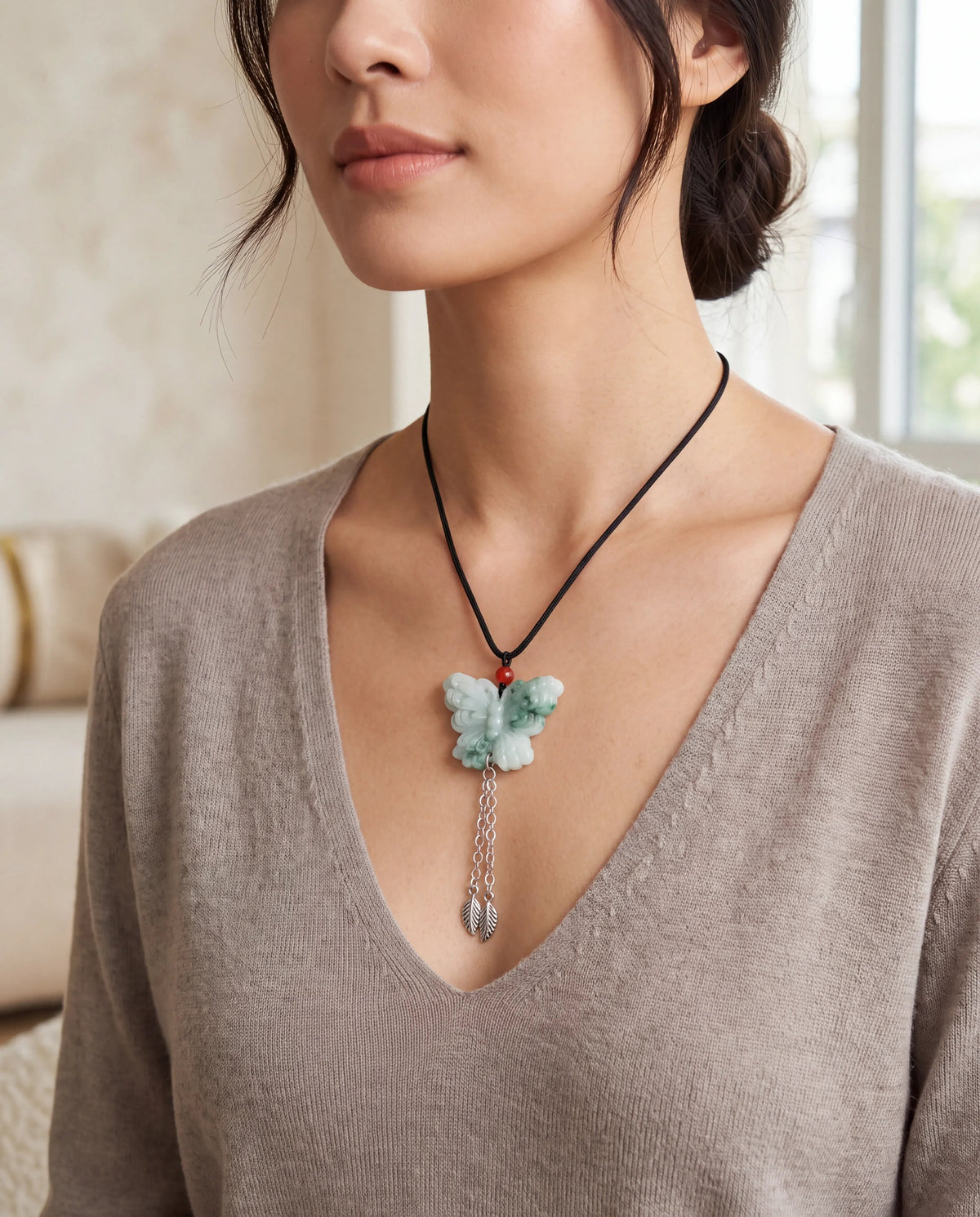 Jade Butterfly String Necklace