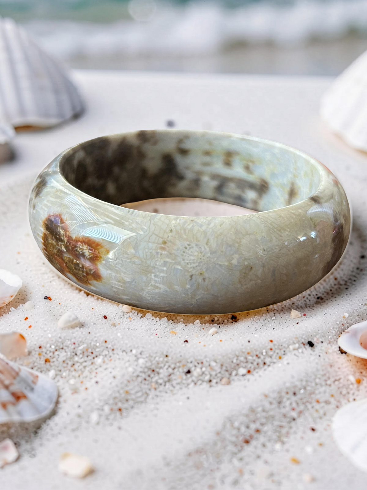Coral Ocean Jade Gemstone Bangle