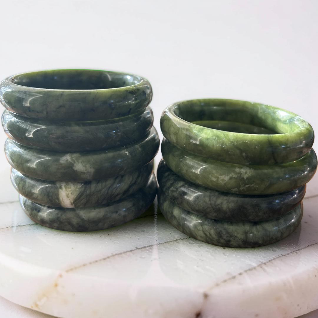 Serpentine Jade Bangle: Authentic Grade A Natural Crystal (58.2mm)