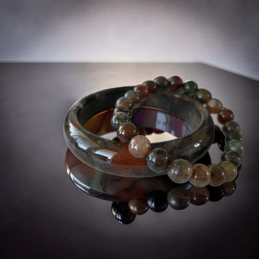 AAA Moss Agate Bangle – Natural Translucent Stone