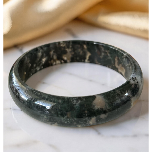 AAA Moss Agate Bangle – Natural Translucent Stone