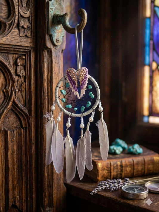 Gray Feather Rear Mirror Dream Catcher