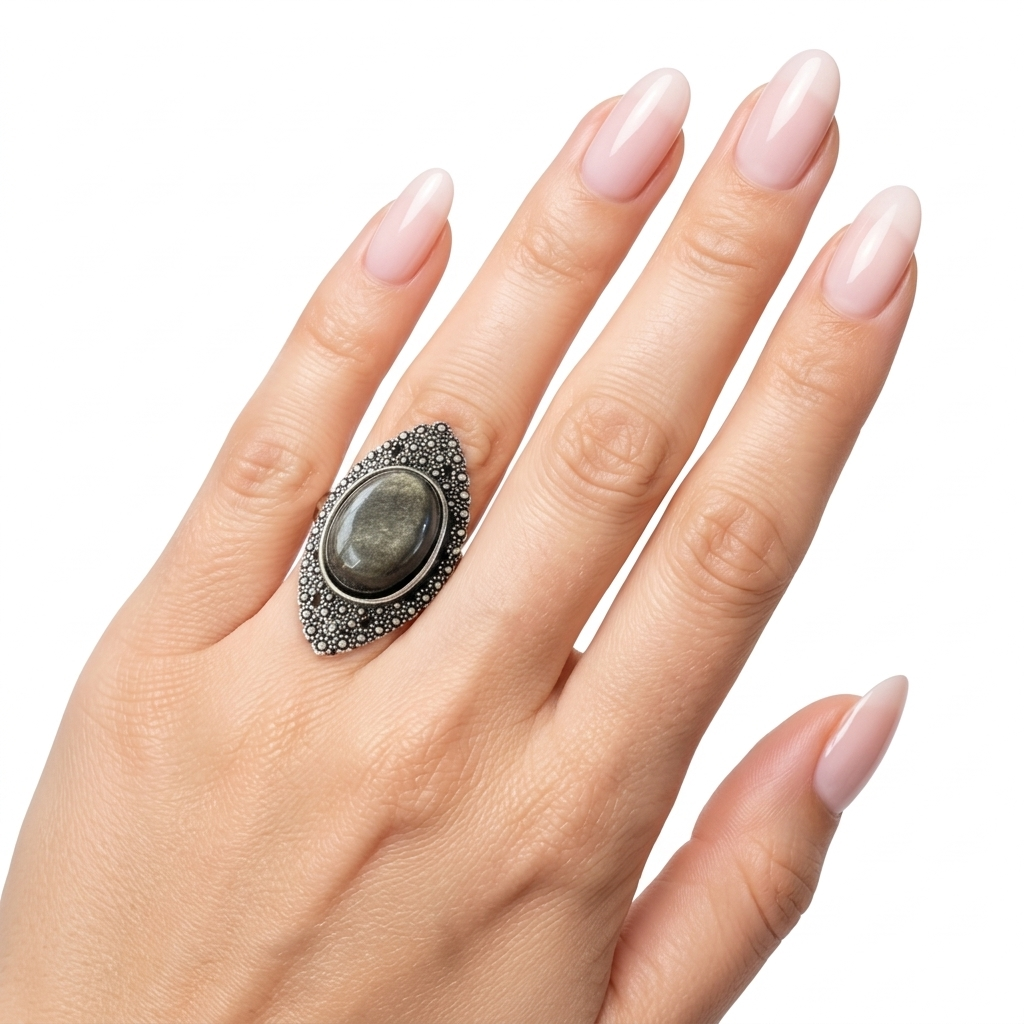 Adjustable Labradorite Stainless Steel Ring