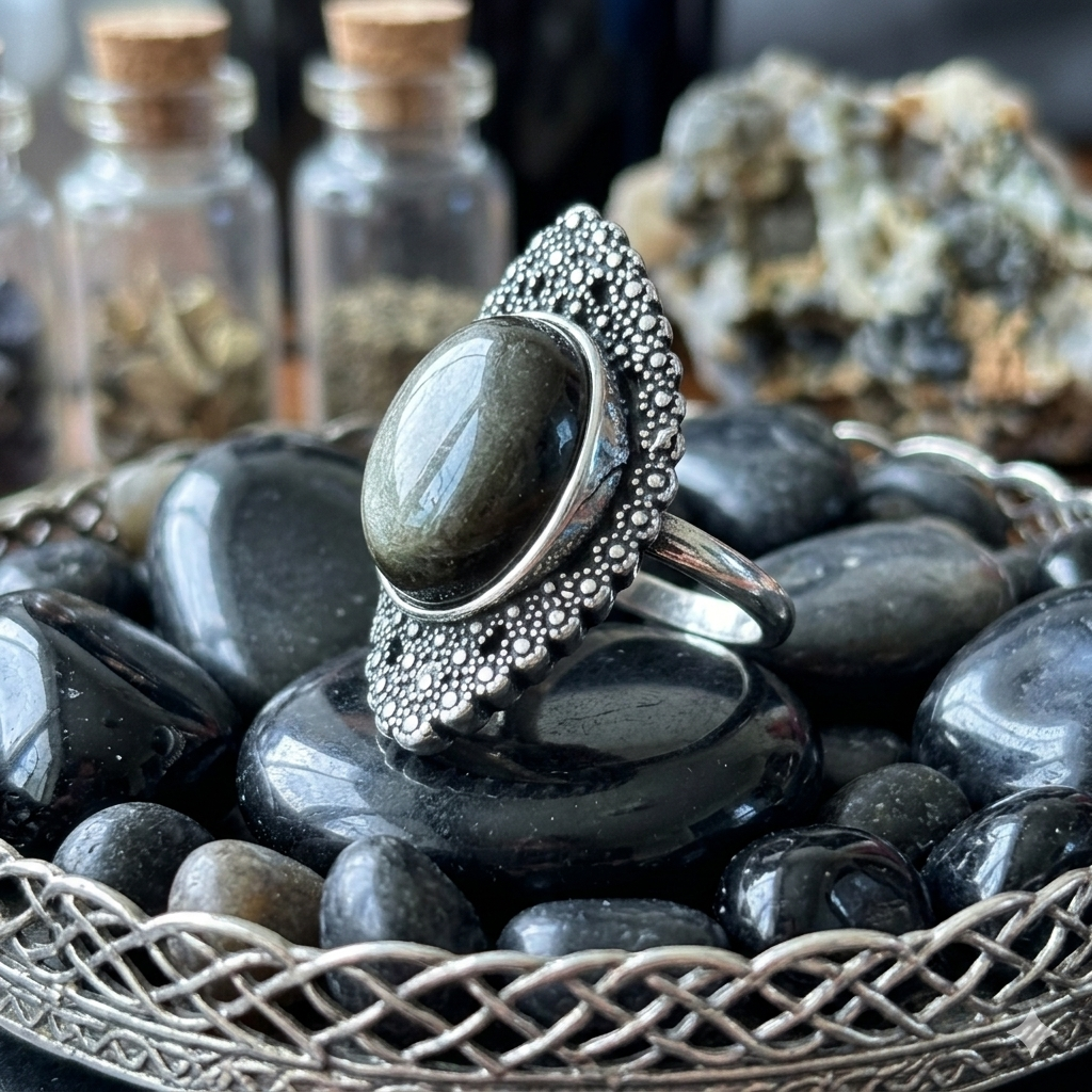 Adjustable Labradorite Stainless Steel Ring