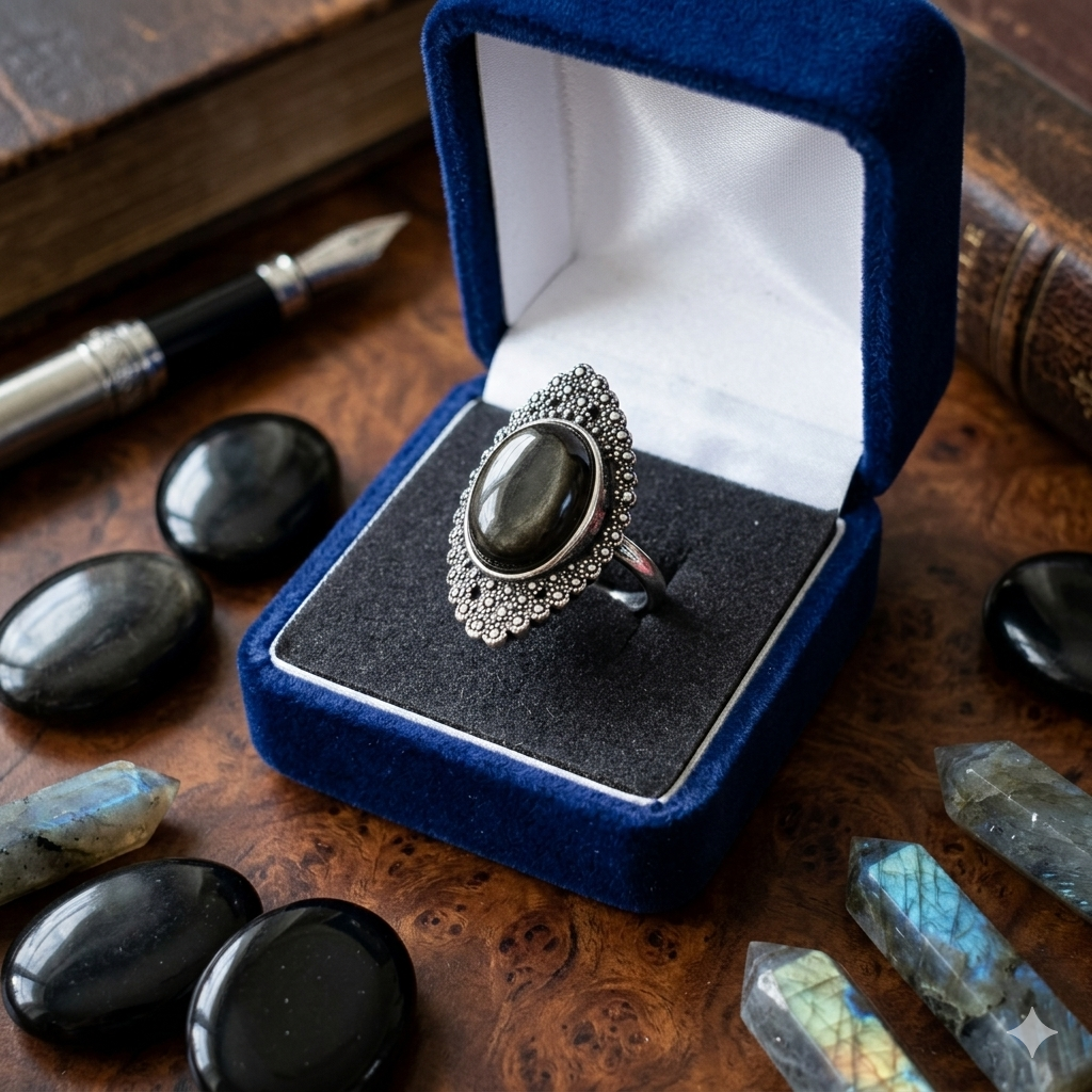 Adjustable Labradorite Stainless Steel Ring