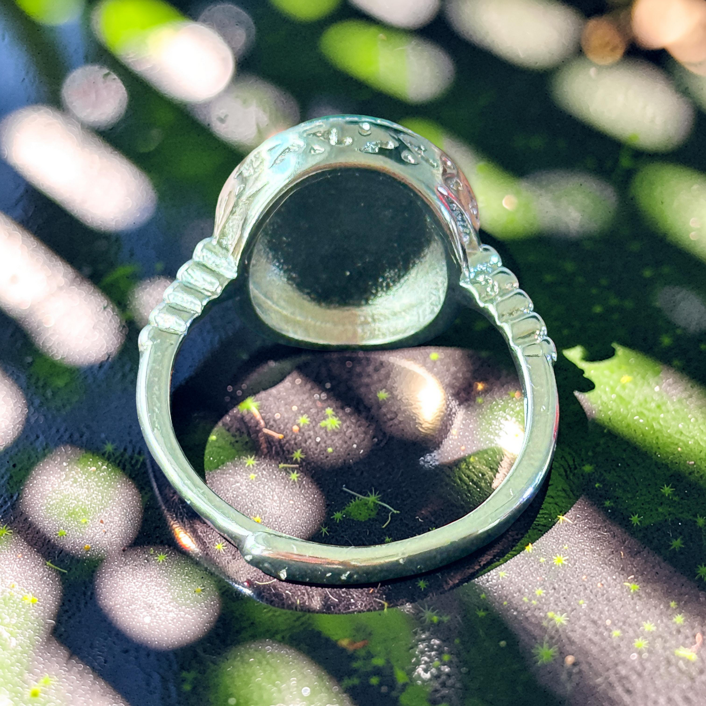 Adjustable Malachite Crystal Stainless Steel Ring